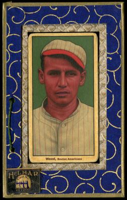 Picture, Helmar Brewing, T206-Helmar Card # 449, Smokey Joe Wood, Red bill on cap, stripes, Boston Red Sox